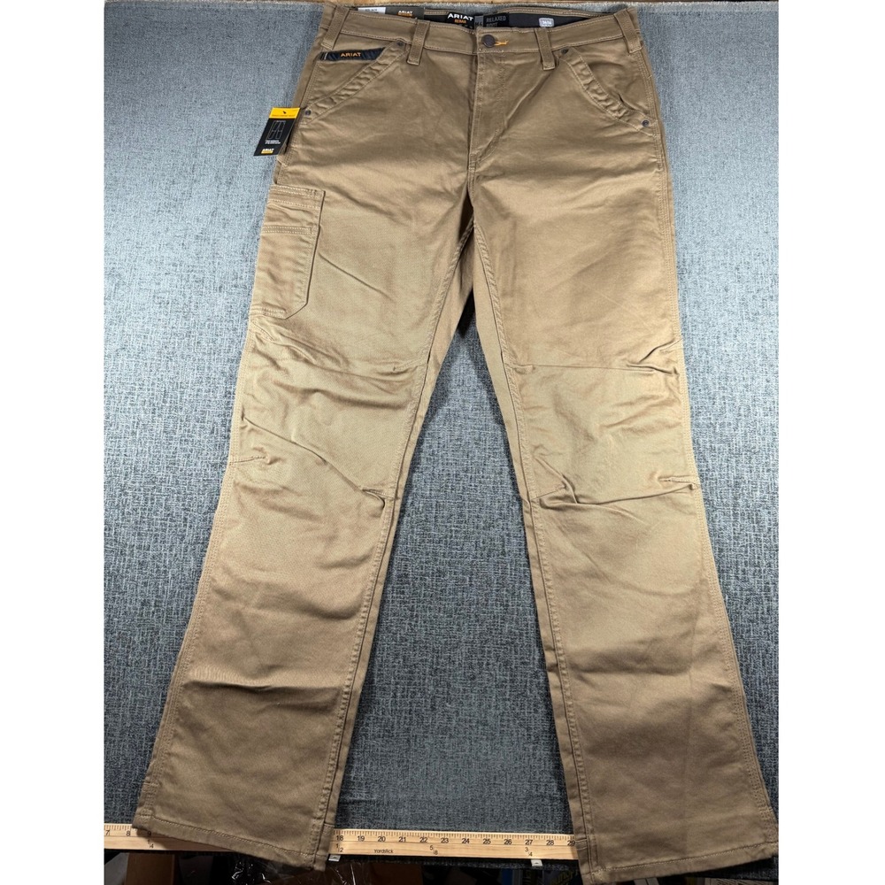 Ariat Rebar M4 Relaxed Boot Work Pants Mens 36x36 Khaki Canvas Comfort Waist NWT